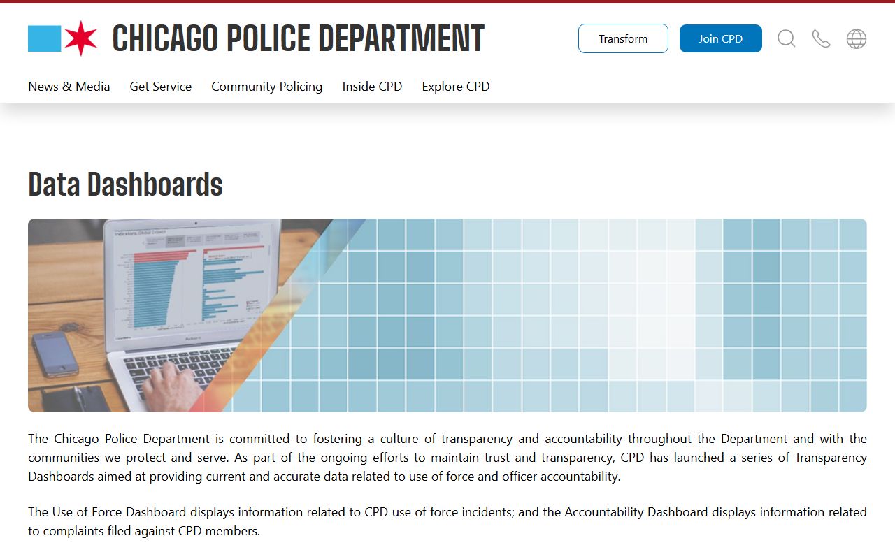 Chicago Police data dashboards for police blotter crime statistics