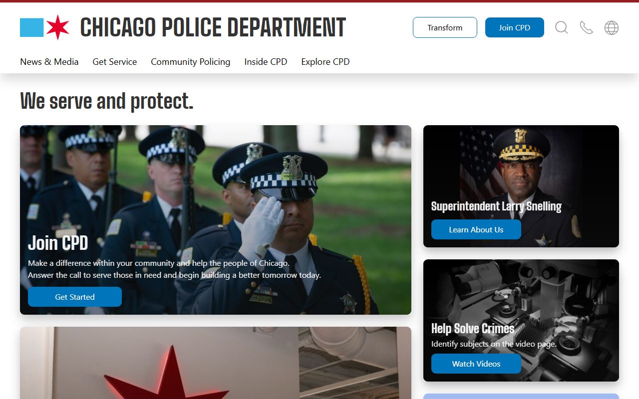 Chicago Police Department home page for police blotter records