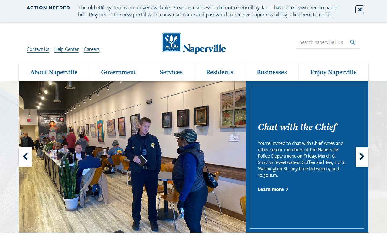 Naperville Police Department website for police blotter records