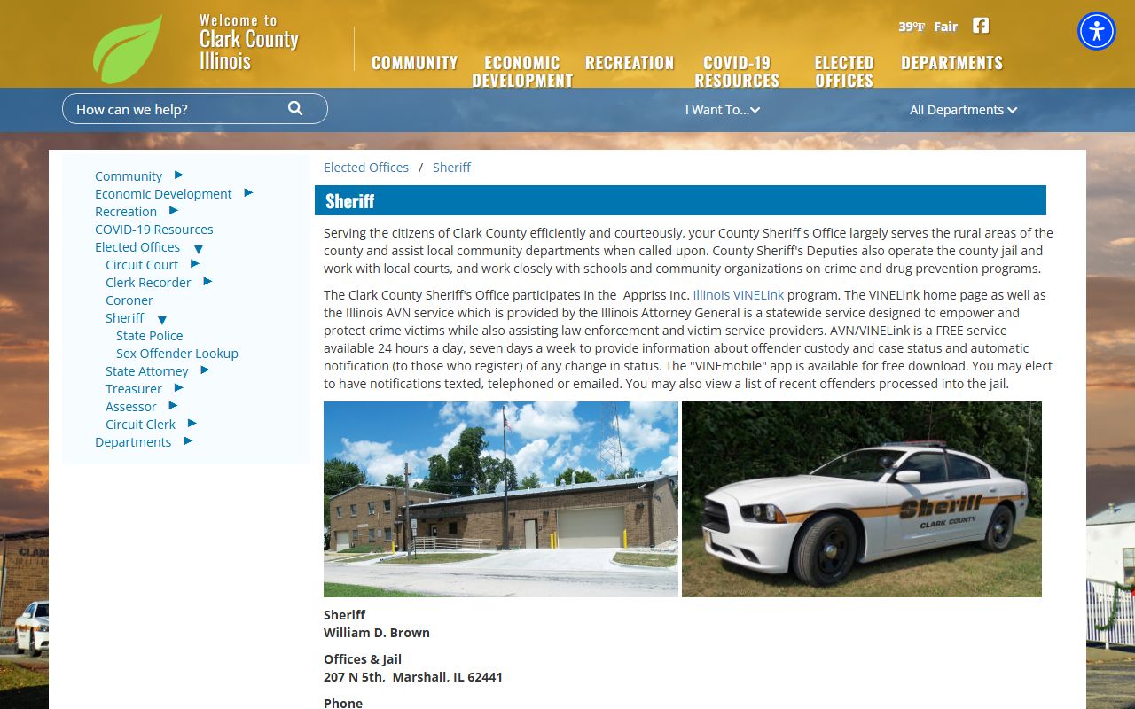 Clark County Sheriff website for police blotter information