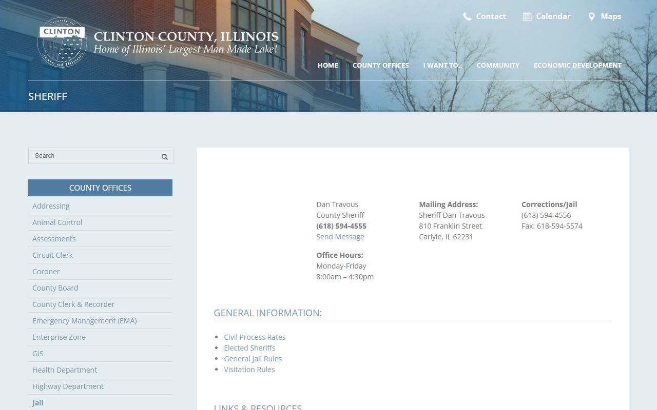 Clinton County Sheriff website for police blotter records