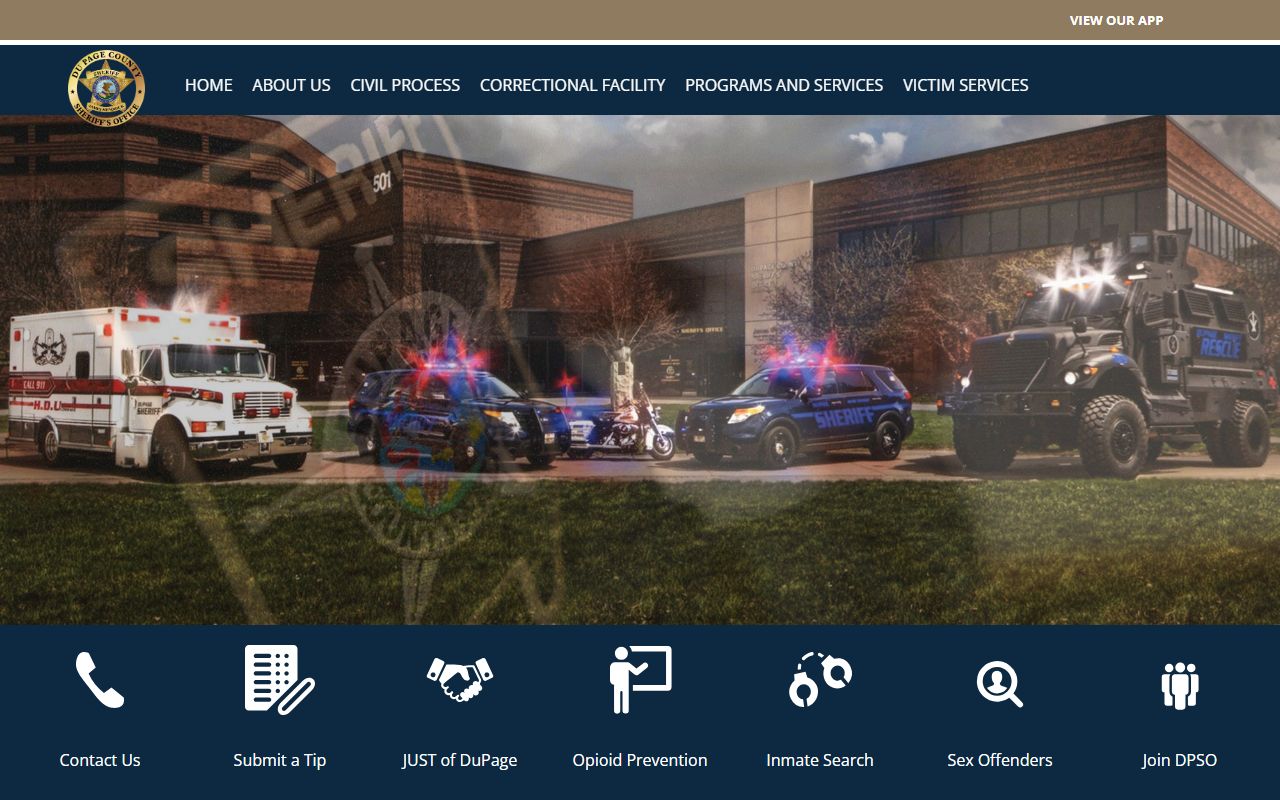 DuPage County Sheriff website for police blotter records