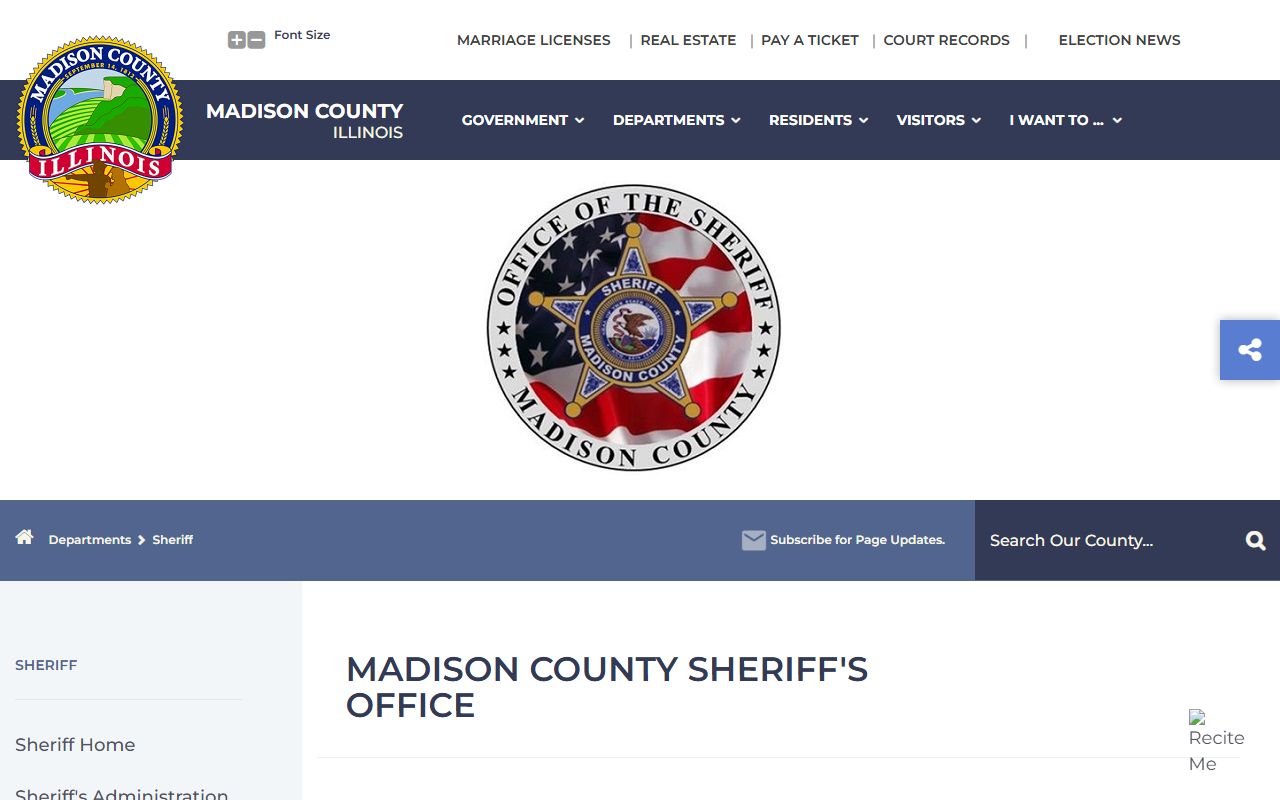 Madison County Sheriff's Office website for police blotter records