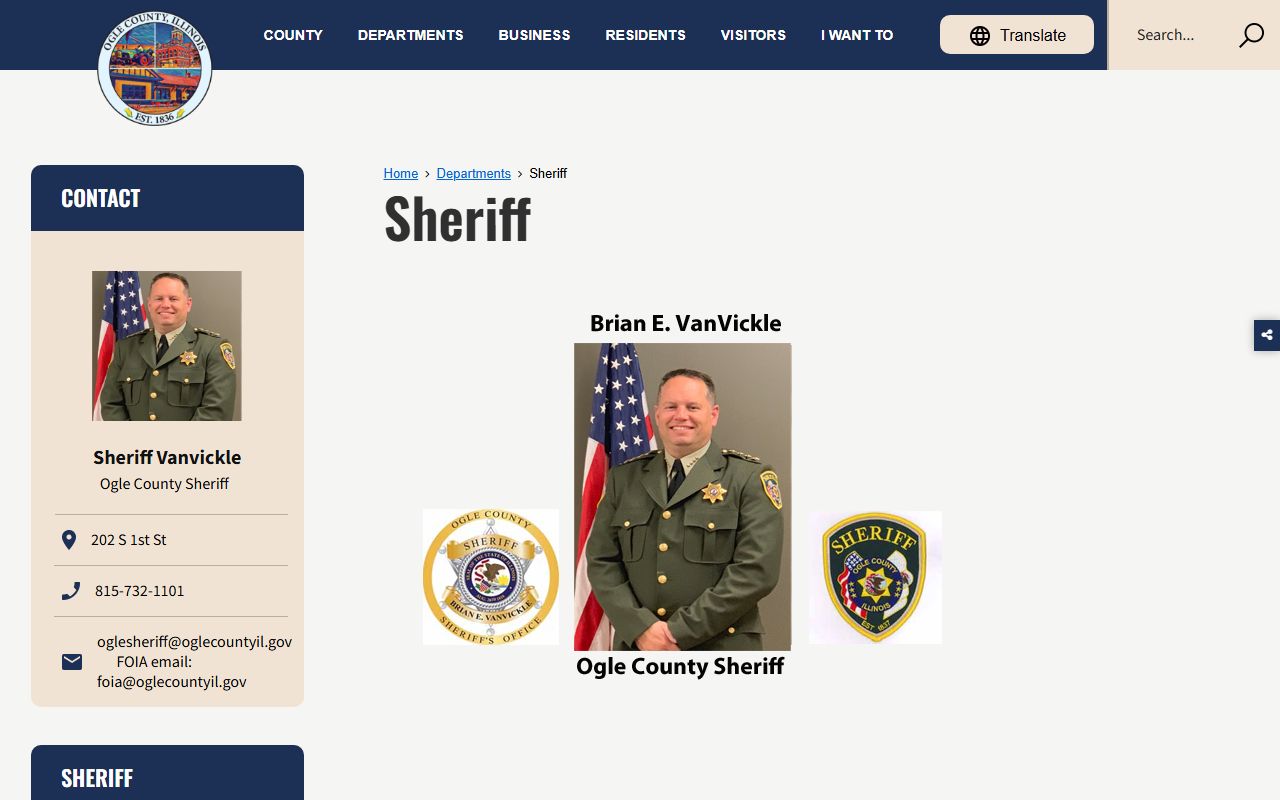 Ogle County Sheriff website for police blotter records
