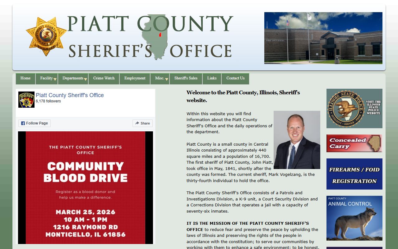 Piatt County Sheriff website for police blotter records