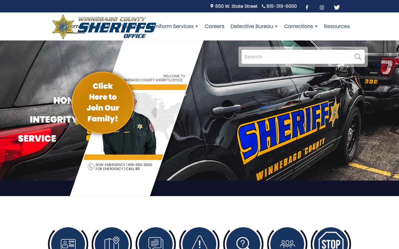 Winnebago County Sheriff website for police blotter records