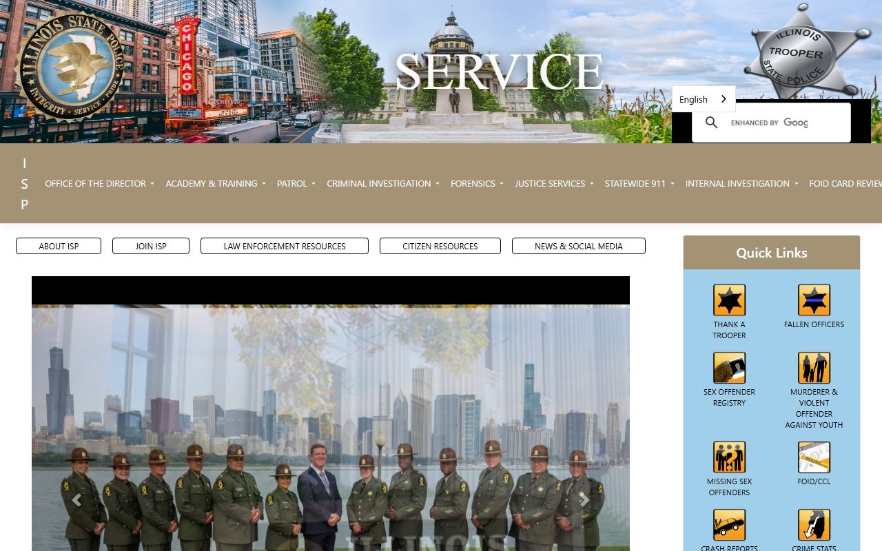 Illinois State Police home page for police blotter records